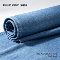 Tissu denim extensible 10OZ en stock usine 78% Coton 18% Polyester 2% Rayonne 2% Spandex 66/67" Respirant Résistant à l'abrasion