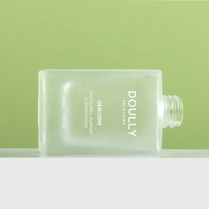 Envase Cosmético de Vidrio Transparente Esmerilado de 30 ml con Bomba para Base de Maquillaje, Forma Plana, Superficie para Serigrafía, Marca <span class=keywords><strong>Doully</strong></span> - Product Image 4