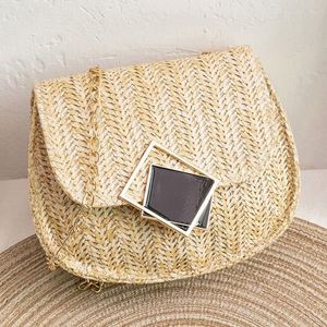 2023 Fashion Trend Braided Women's Bags Shoulder Oblique Chain Makeup Faux Straw Braided Ladies Small <b>Mini</b> <b>Hand</b> Bags Wholesale - Product Image 4
