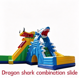 Toboggan aquatique gonflable géant commercial, thème pingouin, dragon, requin, pieuvre, toboggan aquatique en PVC pour location de parc aquatique extérieur - Product Image 3