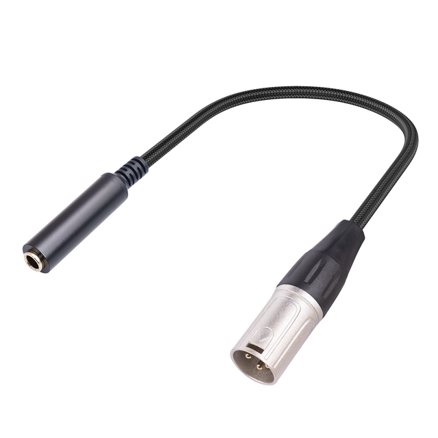 6.35mm TRS Female XLR Male Balanced Audio Adapter Cable 0.3m Connector Shielded Microphone Cord Mixer Amplifier Speaker Nylon