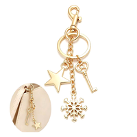 Set de Llaveros Metálicos DIY con Estrella y Copo de Nieve, Grabado y Color Personalizados para Decoración de Bolsos