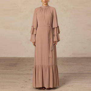 Robes à col bénitier pour adultes de haute qualité Abaya Robes de soirée à manches longues Service OEM Tuniques pour femmes musulmanes - Product Image 2