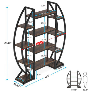 Scaffale Portafiori <span class=keywords><strong>da</strong></span> Soggiorno in Stile Cinese, in Ferro, <span class=keywords><strong>da</strong></span> Terra, per Interni e Balconi, Scaffale Portaoggetti Multistrato a Mezzaluna per Vasi di Fiori - Product Image 4