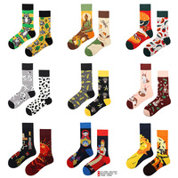 Vente en gros de chaussettes d'art graphique uniques et amusantes pour femmes et hommes en coton Creative Crazy AB Chaussettes dépareillées