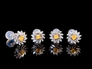 Xinfly Wholesale Au750 <b>Fine</b> Jewelry Custom Classic 0.28ct Yellow 18K Real Gold Pinwheel-Shaped <b>Stud</b> <b>Earrings</b> - Product Image 6