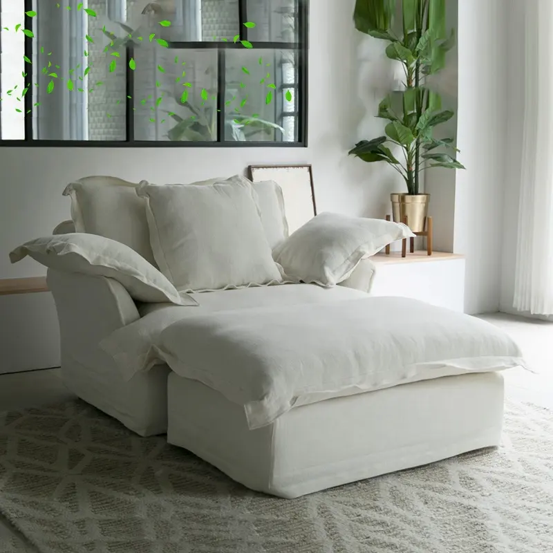 CS01 Minimalist Design Stoff Cloud Sofa Schnitt mit weißem Leinen Wohnzimmer Classic Cloud Couch China Herstellung