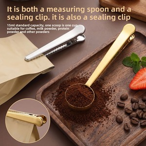 2-in-1 <b>Coffee</b> Scoop Stainless Steel <b>Coffee</b> Powder Measuring Scoop with Sealing Clip Tea Milk Powder Scoop <b>Coffee</b> Accessories - Product Image 5