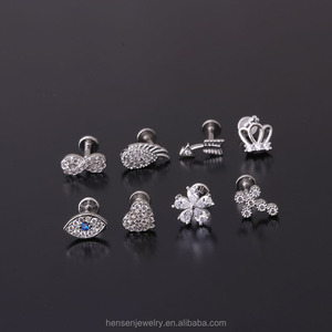 <span class=keywords><strong>Piercing</strong></span> de acero inoxidable con espalda plana, <span class=keywords><strong>piercing</strong></span> para oreja, hélice, rook - Product Image 4