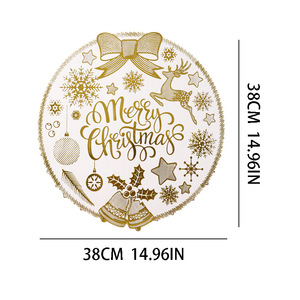 Christmas Gold <b>Foil</b> Placemat Portable Heat-resistant Round Placemat for Home Use - Product Image 2