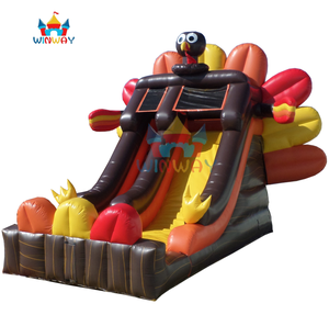 Tobogán Inflable de Agua con Diseño de Pavo de Acción de Gracias - Tobogán Doble para Niños con Temática de Otoño para Fiestas al Aire Libre - Product Image 1