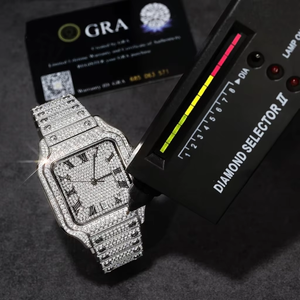 Nuovo <span class=keywords><strong>Elegante</strong></span> Orologio da <span class=keywords><strong>Uomo</strong></span> in Acciaio Inossidabile con Diamanti Moissanite D VVS, Lussuoso e Impermeabile, Accessorio da Polso - Product Image 3