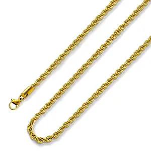 18K Gold-plated Rope Chain 2.5mm 5mm Stainless Steel Men And Women Necklace