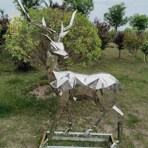 Ưa thích tùy chỉnh ngoài trời trang trí sân vườn nghệ thuật hiện đại thép không gỉ kim loại Deer điêu khắc cho bãi cỏ