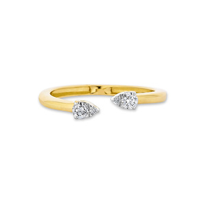 Anneaux de mariage réglables en argent sterling 925 Anneau de pincement de poire réglable ouvert - Product Image 1
