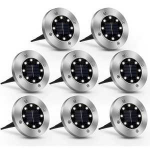8 <b>Led</b> Solar Powered Outdoor Deck Inground Buried Underground <b>Light</b> Walkway Garden Ground W7116-1 <b>Motion</b> <b>Sensor</b> Rechargeable Repl - Product Image 3