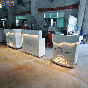 Rắn bề mặt thanh giá tùy chỉnh Backlit staron LED ánh sáng khách sạn ăn uống bong bóng trà du thuyền nhỏ Sushi Nhà hàng Góc quầy <span class=keywords><strong>bar</strong></span> - Product Image 5