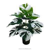 Bouquet de feuilles de Monstera artificielles variées, faites à la main, réalistes, à faible entretien, feuilles blanches, toucher réel, pour la décoration de bureau et de la maison