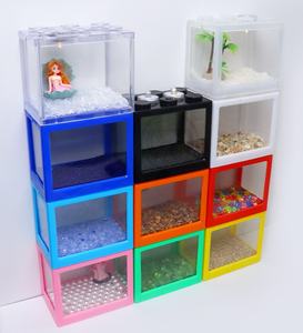 Mini <span class=keywords><strong>Aquarium</strong></span> Transparent de 2L pour Poissons Rouges, Blocs de Construction Créatifs, Boîte en Plastique pour Paysage de Bureau - Product Image 4