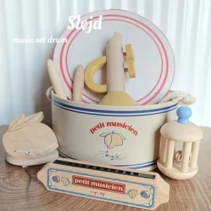 5 pièces Montessori enfants Instruments de musique jouets pour enfants Instruments de percussion en bois ensemble de batterie