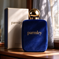 Nouveau style, flacon de parfum carré épais en verre transparent de 100 ml, personnalisé, coloré, avec revêtement en velours, impression sérigraphique et boîte avec couvercle.