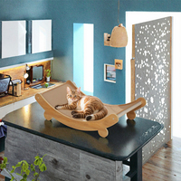 Planche à gratter et lit pour chat 2 en 1 de luxe, en bois et sisal, durable, pour toutes les saisons, pour chats d'intérieur et d'extérieur