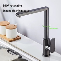 Robinet de cuisine moderne anti-éclaboussures à poignée unique, avec cartouche céramique rotative en laiton, double trou, eau froide/chaude, finition noircie