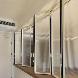 Fenêtre coulissante pliante en PVC-U avec moustiquaire magnétique, porte de séparation en verre à cadre étroit, pour salle de bain et cuisine - Product Image 5
