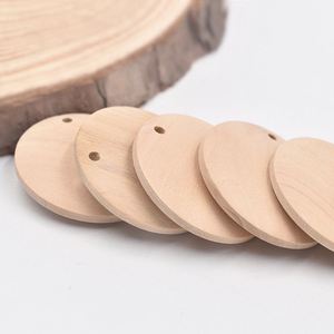 Cercles ronds en bois trous disques en bois blanc cercle en bois découpes Bracelet bracelet porte-clés accessoires taille et Logo personnalisés - Product Image 4