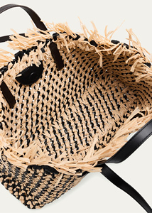Sac fourre-tout en <span class=keywords><strong>paille</strong></span> tissé sur mesure avec garniture en cuir véritable, sac à main d'été pour la plage pour femmes - Product Image 3