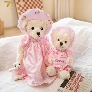 New Arrival Elegant Exquisite Dressing Bear Bunny Soft Plush Kawaii Teddy Bear Claw Machine Doll Kids' Accompany &Christmas Gift