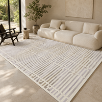 Minimalistischer Beiger Rechteckiger Geometrischer Neuseeland-Wolle Bambus-Seide Handgetufteter 200 X 300 Cm Villa Wohnzimmer Teppich