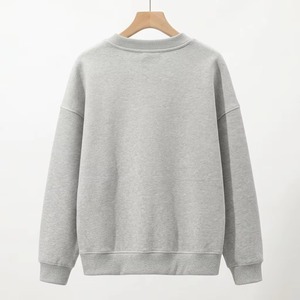 Unisex <b>White</b> Crewneck Sweatshirt Regular Fit 100% Cotton Knitted Pullover Casual Autumn Solid Color <b>Long</b> <b>Sleeve</b> <b>Top</b> - Product Image 3