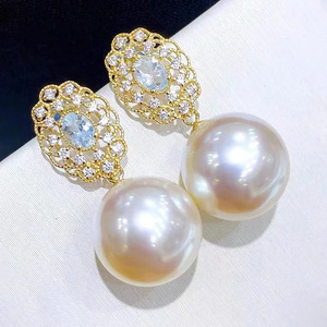 9363DIY S925 Silver Crystal Earrings Set Empty Holder with <b>Concealer</b> Ring Fashionable DIY Pearl Accessories - Product Image 2