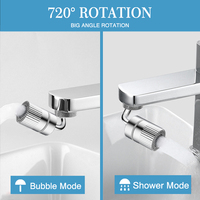Robinet multifonctionnel rotatif universel à 720 degrés avec aérateur et pulvérisateur pivotant, accessoire pour salle de bain et toilettes