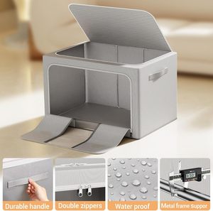 <b>Clothes</b> <b>Storage</b> Bins with Metal Frame Foldable <b>Storage</b> Box <b>Clothes</b> Organizers <b>Storage</b> Containers (66Lx3 Pack) - Product Image 5