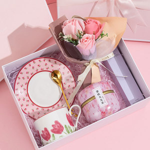 Taza de cerámica Taza de café, juego de regalo más cálido Oficina en casa para niñas Juego de regalo de invierno para mujeres Bufanda Humidificador Juegos de regalo Día de San Valentín/ - Product Image 2