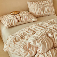 Parures de lit de luxe de qualité supérieure, couleur unie, à effet bulles et froncées, collections personnalisées, taille super king et queen, housse de couette et ensemble de literie