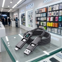 Cable de Datos 4 en 1 con Carga Rápida de 60W, Transferencia de Datos de Alta Velocidad, Cable de Carga Múltiple USB Tipo C
