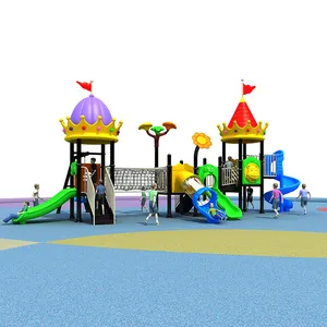 Eğlence parkı oyun ekipmanları açık oyun alanı plastik iplik slaytlar küçük taç slaytlar çocuklar oyun alanı