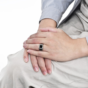 Cross <b>Titanium</b> Steel <b>Ring</b> Gold Black Cross Design Pave Setting Men's Jewelry - Product Image 3