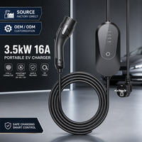 Nouveau chargeur EV portable 10A 13A 16A Type 2 Prise Schuko 3,5 kW pour câble de 5 m compatible sans écran Station de recharge EV
