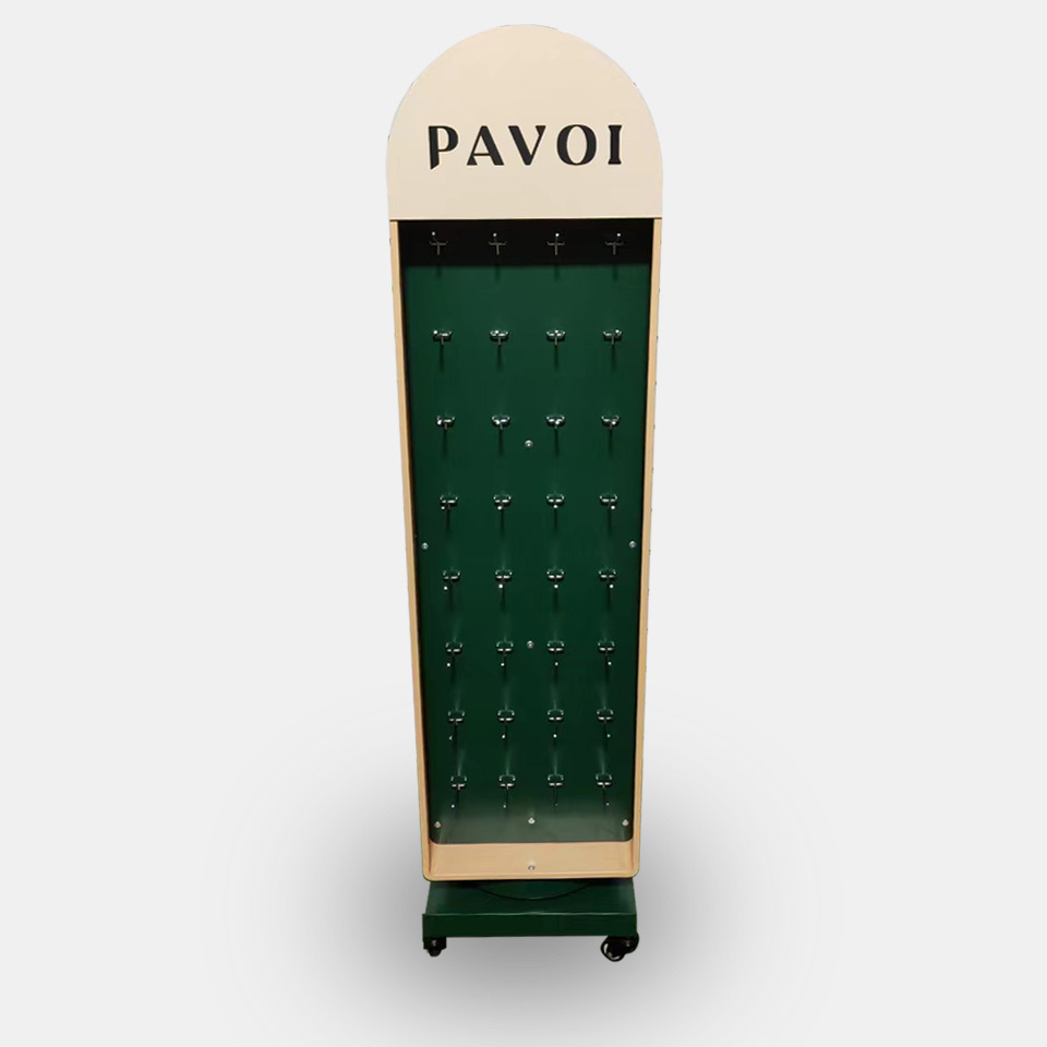 Three-Side Rotating Luxury Display Stand for Jewelry & Cosmetics Wooden Shelf Customized Color & Size — view 4