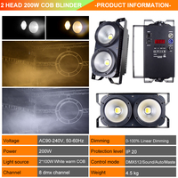 Projecteur de scène COB personnalisé 200W pour discothèque, éclairage d'événement à deux têtes avec émission RGBWA et blanc chaud