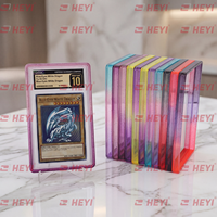 Plaque de protection transparente pour cartes gradées avec dégradé de couleurs et paillettes, en TPU 35pt, protection antichoc pour slab CGC avec panneau arrière