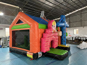 Château gonflable combiné avec toboggan pour fête sur le thème du chantier <span class=keywords><strong>de</strong></span> construction <span class=keywords><strong>de</strong></span> grue à <span class=keywords><strong>tour</strong></span> commerciale avec souffleur - Product Image 2