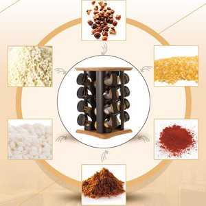 Tre thảo mộc gia vị giá đứng với 16 lọ nhà bếp gia vị chủ Organizer gia vị Jar Rack Set gỗ xoay - Product Image 2