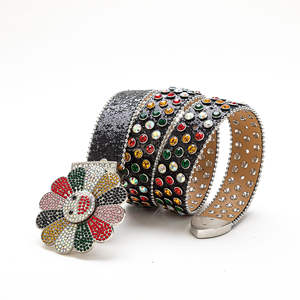 Cinturón Vaquero Personalizado con Pedrería, Estilo Hip-hop, para Hombre y Mujer, Cinturón de Cuero con Cristales y Tachuelas, Cinturón de Diamantes BB Simon - Product Image 5