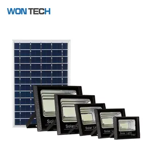 Wontech directa de fábrica al por mayor ABS Control remoto 25w 40w 60w 100w 200w LED Luz de inundación Solar