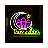 En gros, enseigne néon LED personnalisée avec logo, lumière néon lune, sur mesure, sans MOQ, dropshipping, enseigne néon 'Open Game Pizze Ramadan'